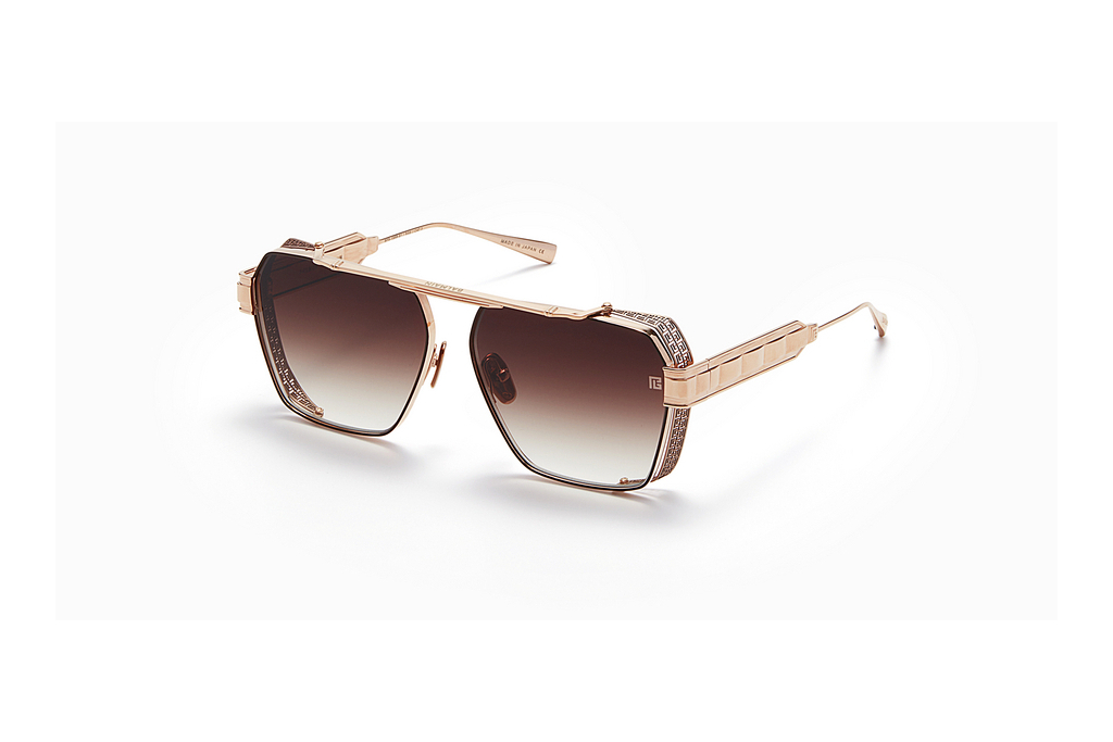 Balmain Paris   BPS-155 B Dark Chocolate Brown to Clear w Full Black Mirror Lenses - ARRose Gold - Brown Enamel - w